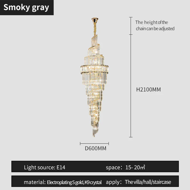 DecorBites™ Crystal Hollow Chandelier LED Light for Modern Luxury Living Room Loft
