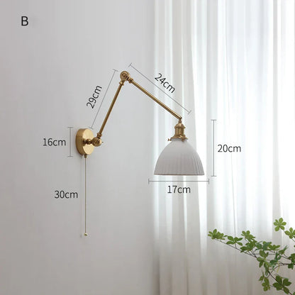 DecorBites™ Copper Swing Arm Wall Lights Sconce Up Down LED Modern Ceramic Lampshade