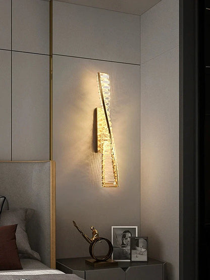 DecorBites™ Crystal LED Wall Sconce - Golden Bedroom Bathroom Living Room Mirror Decorluxury Wall Lamp