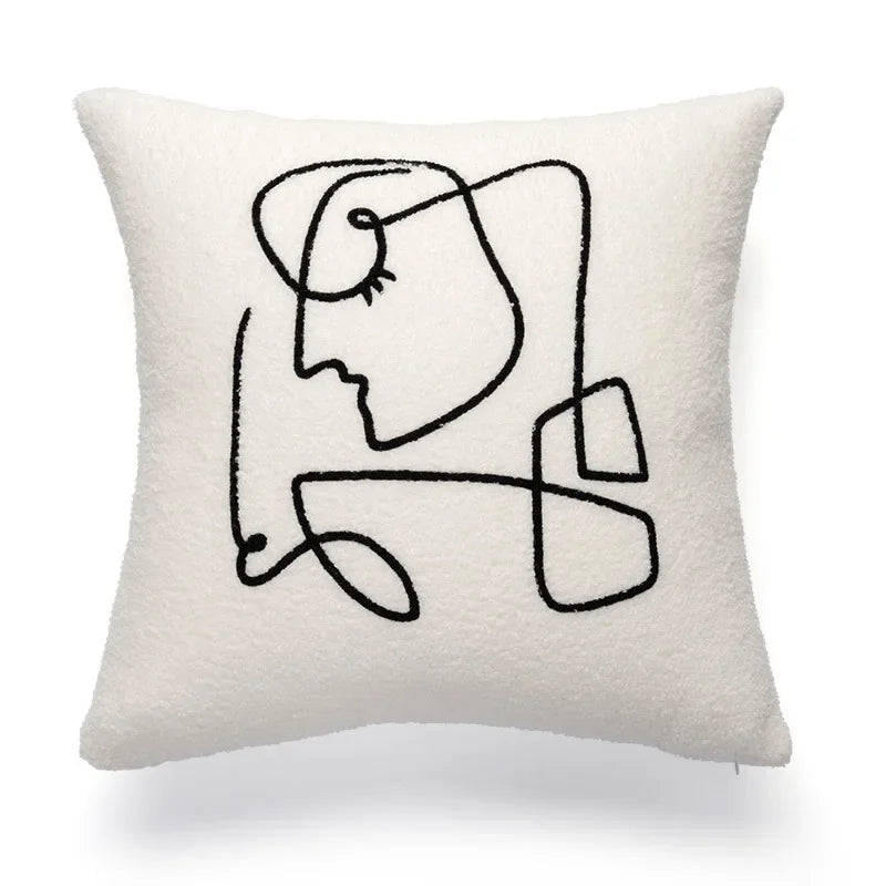 Beige Abstract Lambswool Cushion