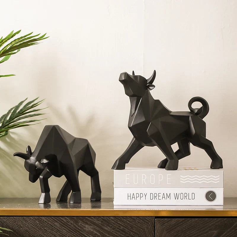 DecorBites™ Geometric Bison Sculpture Resin Home Office Modern Decor Tabletop Figurine