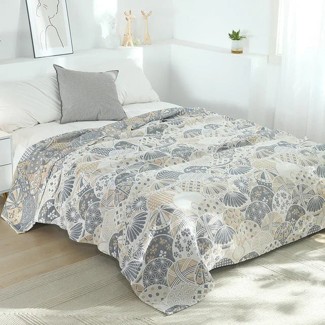 Cotton Gauze Flower Throw