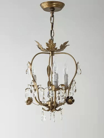 DecorBites™ Iron Crystal Chandelier for Corridor Bedroom Restaurant Bar Hanging Lamps