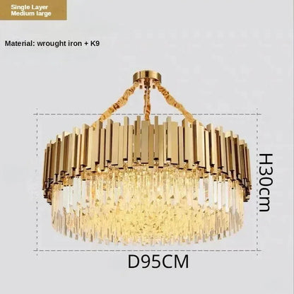 DecorBites™ Crystal Ceiling Chandelier: Luxury Round LED Light for Living Room, Artistic Home Decor