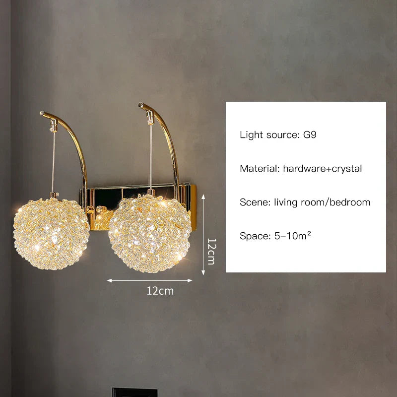 DecorBites™ Crystal Wall Sconce | Modern Designer Copper Wall Lamp for Home Decor Lighting