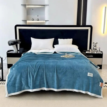 DecorBites™ Cozy Flannel Nap Blanket - Solid Color Warmth