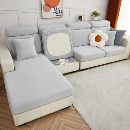 DecorBites™ Jacquard L Sofa Seat Cover Protector: Stretchable, Washable, Thick Slipcovers