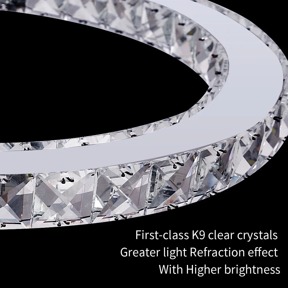 DecorBites™ Crystal LED Ring Chandelier for Luxe Living Spaces