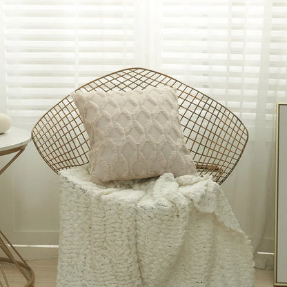 DecorBites™ Embroidered Diamond Cushion Cover for Modern Living Room Decor