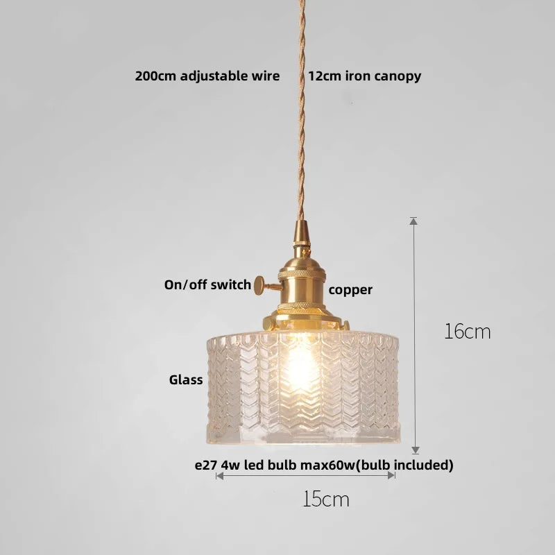 Brass Glass Pendant Light With Clear Shade Dining