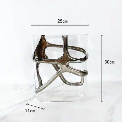 DecorBites™ Gold-Edged Glass Vase with Geometric Patterns for Home Decor