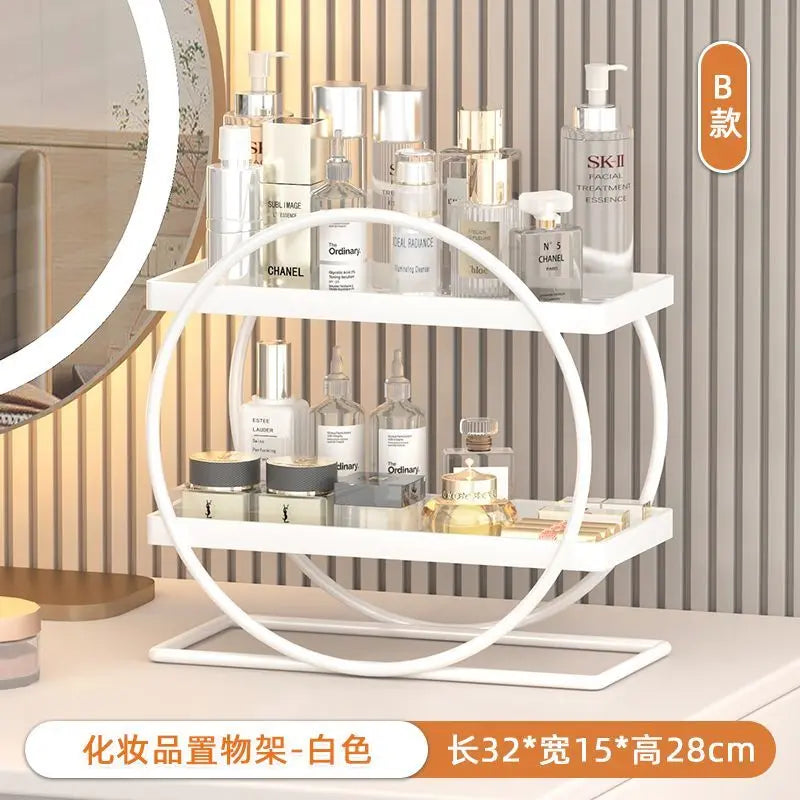 DecorBites™ Golden Makeup Organizer Skin Care Products Dresser & Bathroom Shelf
