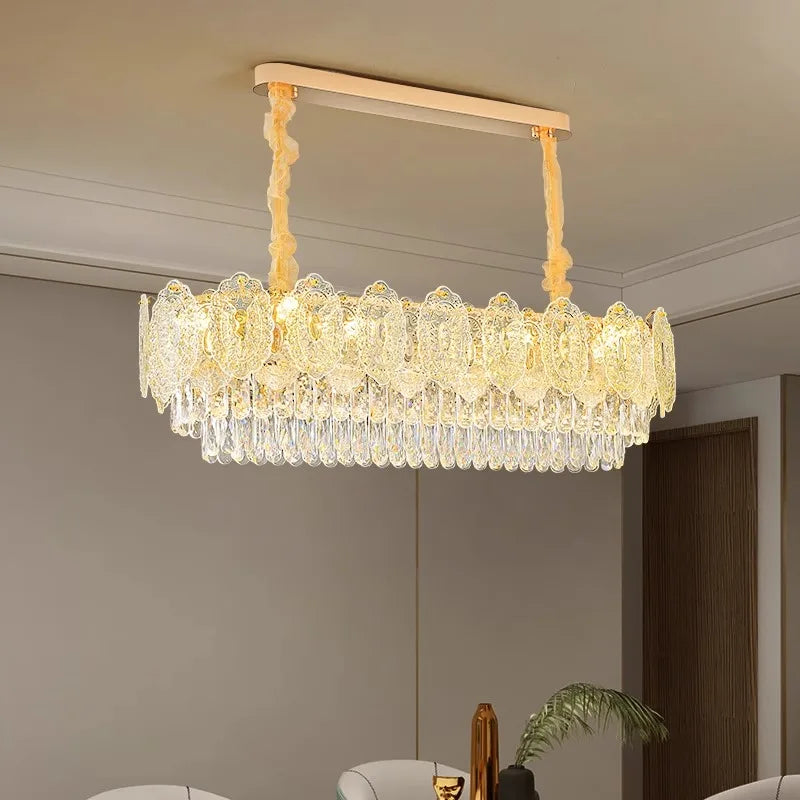 Gold Crystal Dining Pendant Round Dia120cm