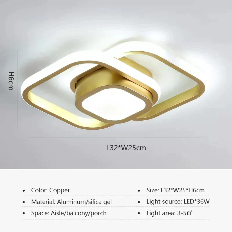 Modern LED Ceiling Lamp Gold Study Room