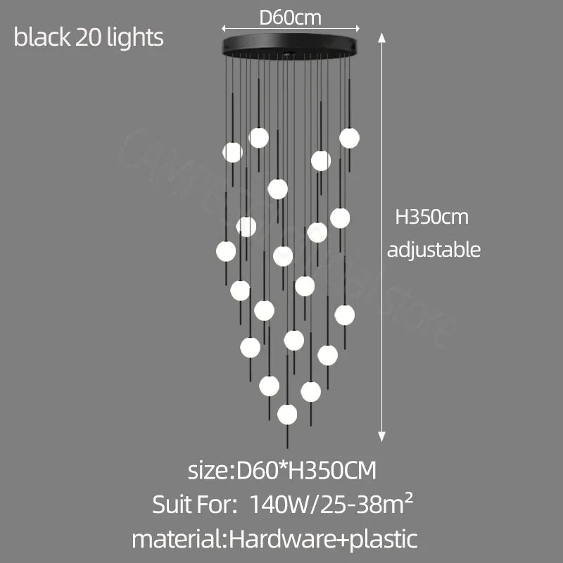 DecorBites™ Creative LED Chandeliers: Luxurious Design for Living Rooms, Large Lighting Fixtures for Staircases
