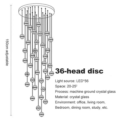 DecorBites™ Crystal Ball Chandelier Pendant Light for Staircase Hallway Bar Décor