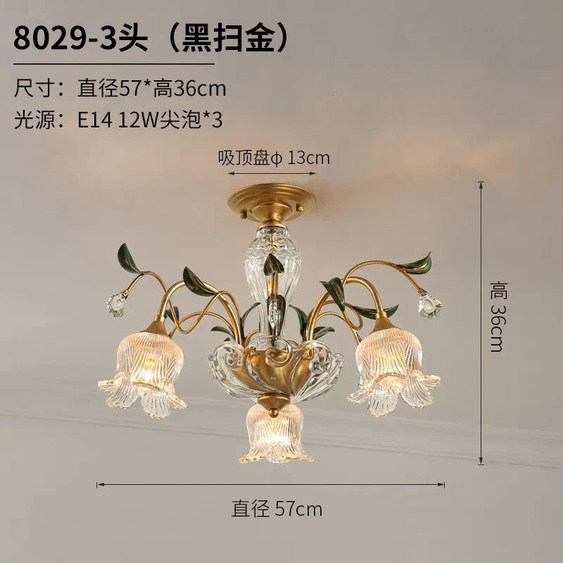 DecorBites™ Glass Flower Chandelier: Elegant Retro High-End Lobby Main Light for Home, Restaurant