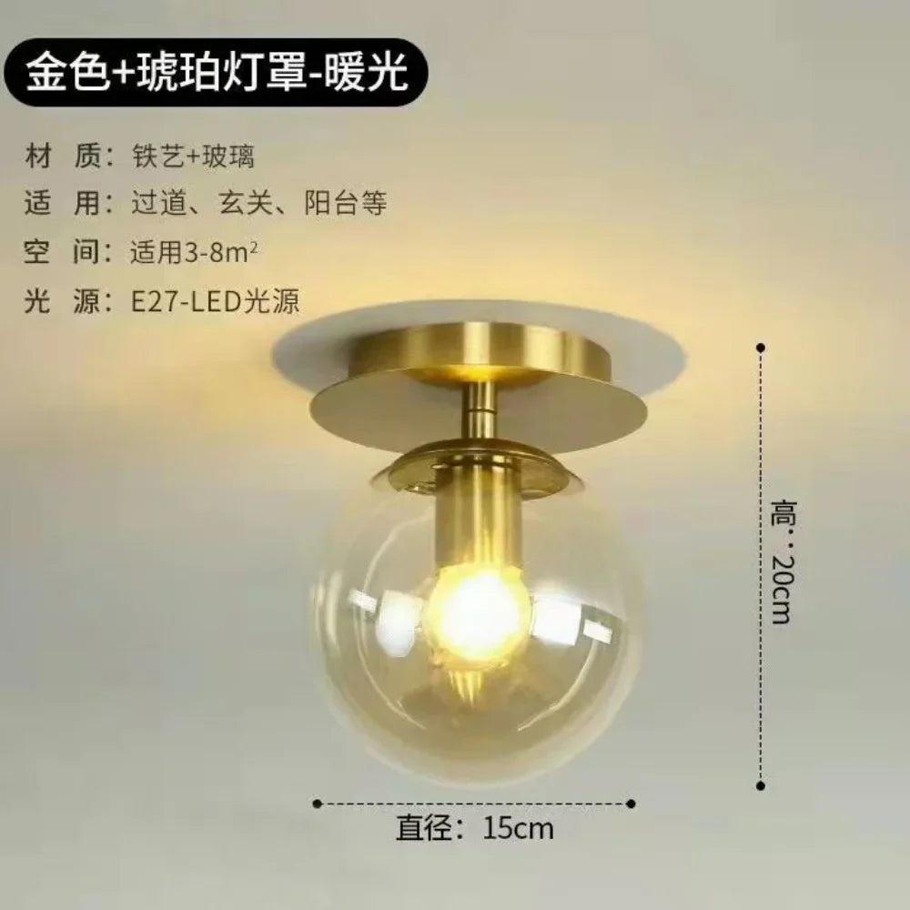 Gold Ball Glass Ceiling Lamp