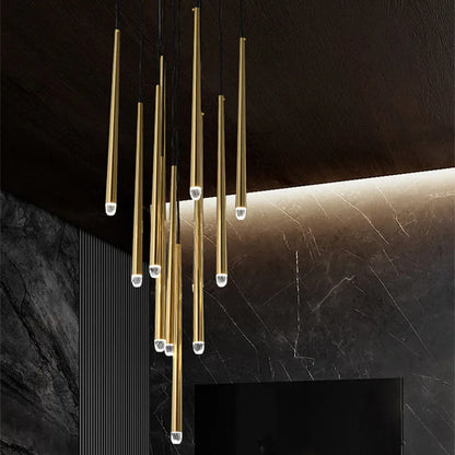DecorBites™ Crystal LED Pendant Chandelier for Retro Villa Stairs