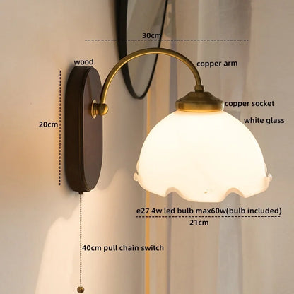 DecorBites™ Iron Glass LED Wall Lights Modern Bedside Lamp 4w Bulb for Bathroom Bedroom Living Room