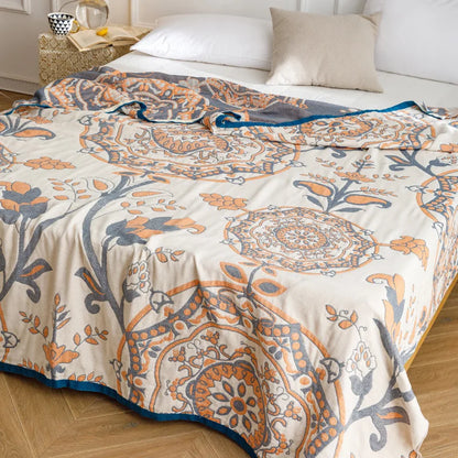 DecorBites™ Cotton Gauze Summer Blanket, Soft Breathable Single Double Bed Nap Blanket