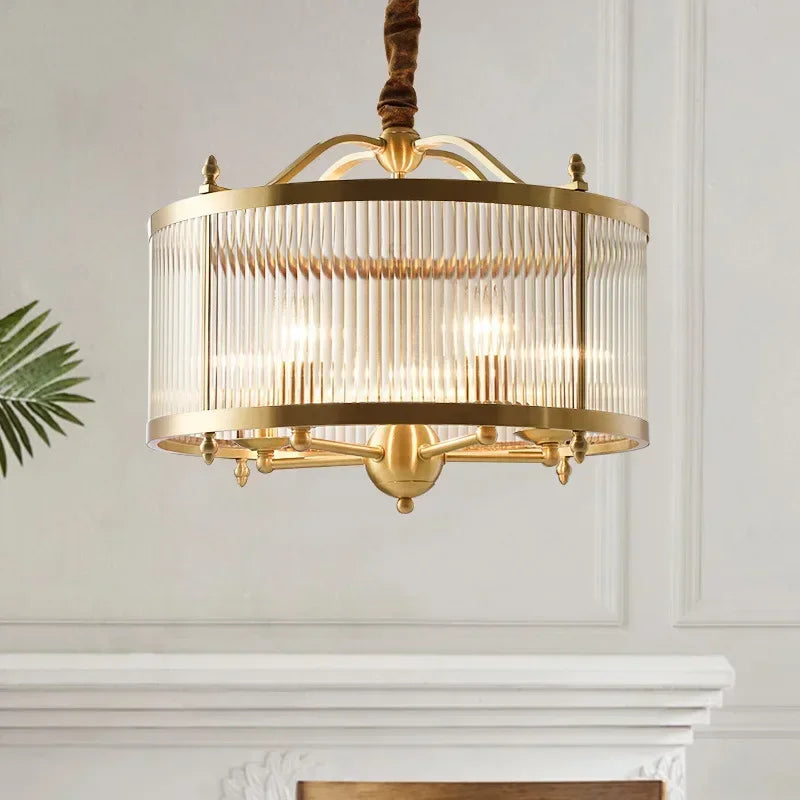 Copper Glass Pendant Light 5-Light D60cm