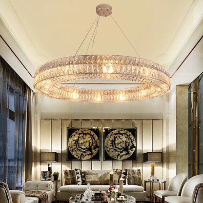 DecorBites™ Crystal Circle Pendant Chandelier - Luxury Lighting for Interior Decoration