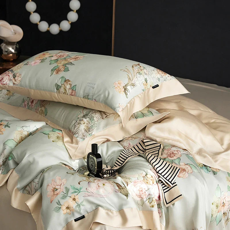 DecorBites™ Eucalyptus Fiber Bedding Set: Duvet Cover, Bed Sheet, Fitted Sheet, Pillowcases