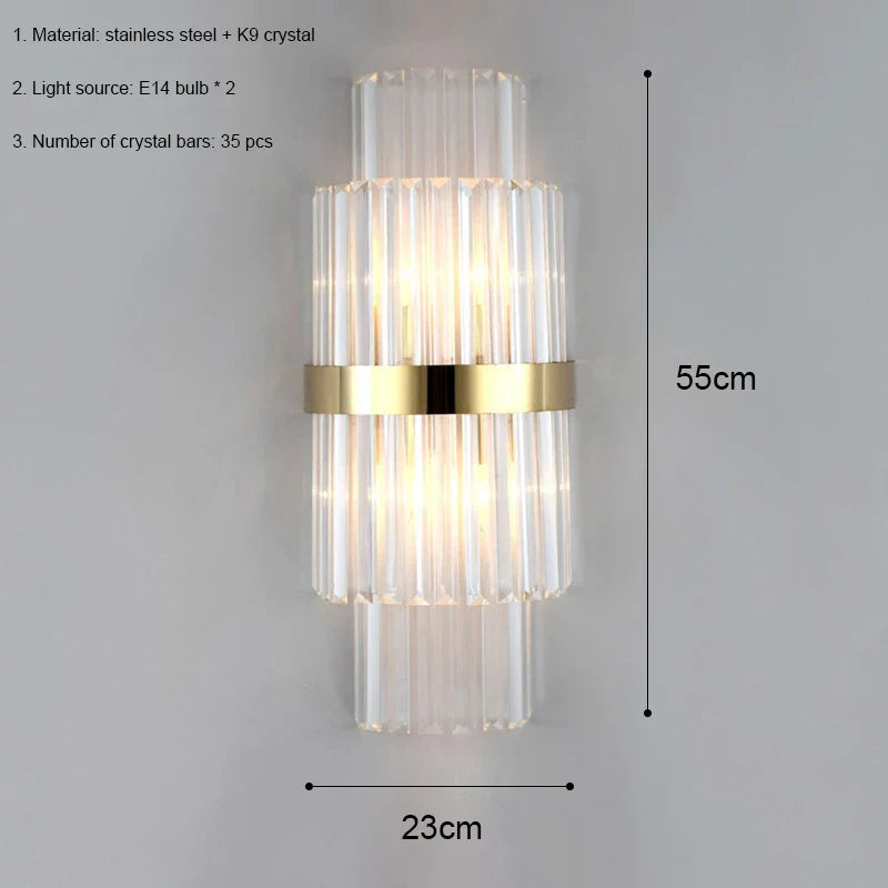 DecorBites™ Crystal LED Wall Lamp Modern Luxury Light Gold Sconces for Living Room Bedroom