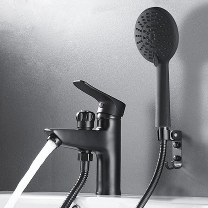 DecorBites™ Black Brass Single Handle Bathroom Basin Faucet with Shower Head, Hot and Cold Mixer Tap