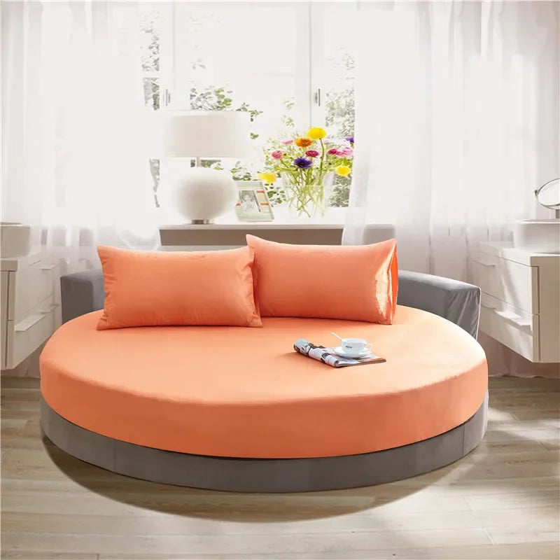 DecorBites™ Cotton Round Bed Sheet Set with Elastic Band, Soft & Skin-Friendly Fitted Sheets