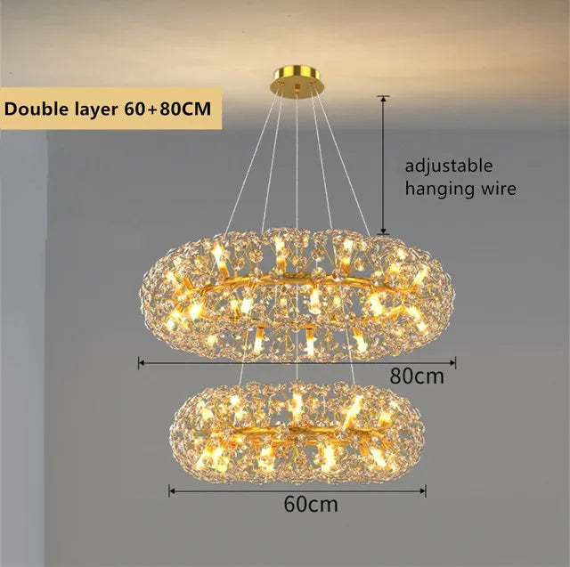 Gold Crystal LED Hanging Lamp