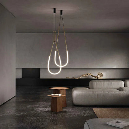 DecorBites™ Linear Creative Chandelier: Nordic Italian Designer Modern Lighting for Living Room Lobby