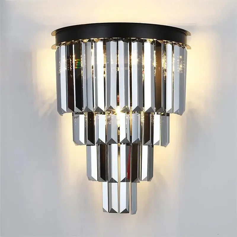 DecorBites™ Crystal Gold Black LED Chandelier: Modern Multi-Storey Pendant Lamp Lighting