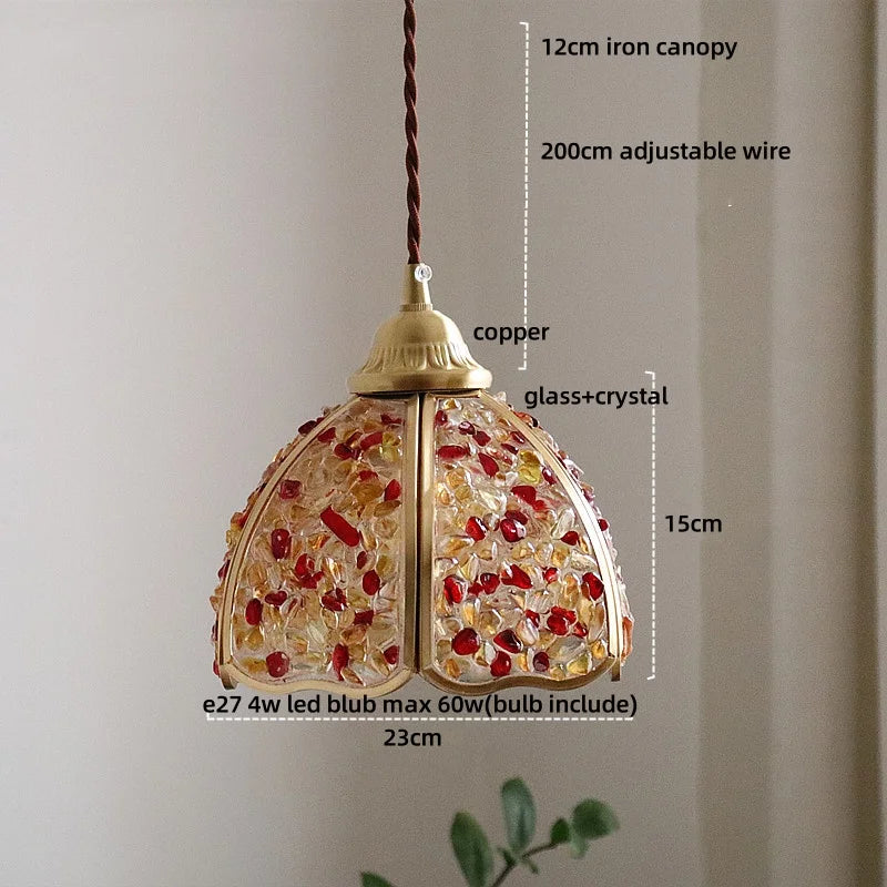 DecorBites™ Crystal Glass LED Pendant: Tiffany Style Hanging Light for Living Room