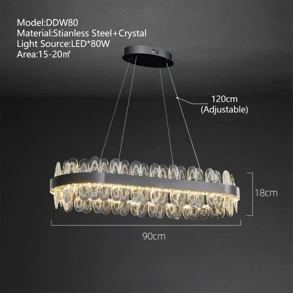 DecorBites™ Crystal LED Chandelier: Modern Luxury Interior Pendant Light for Living Room