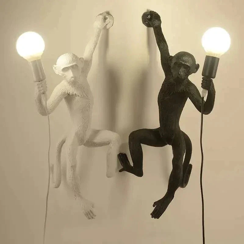 DecorBites™ 3 Monkeys Pendant Chandelier - Black White Resin - High-end Indoor LED Decor