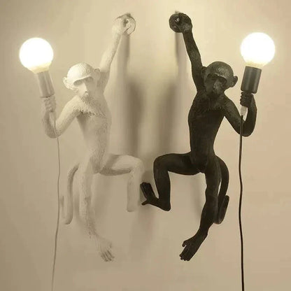 DecorBites™ 3 Monkeys Pendant Chandelier - Black White Resin - High-end Indoor LED Decor
