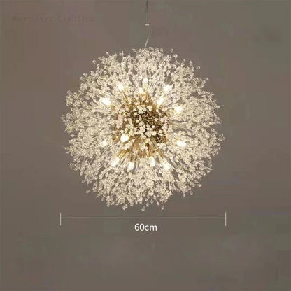 DecorBites™ Dandelion Crystal Chandelier: Modern Nordic Style LED Pendant Light for Living Room