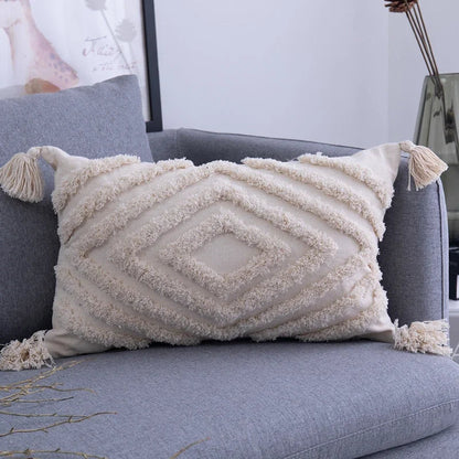 DecorBites™ Lace Tassel Cushion Tufted Sofa Pillowcase for Office Chair Pad
