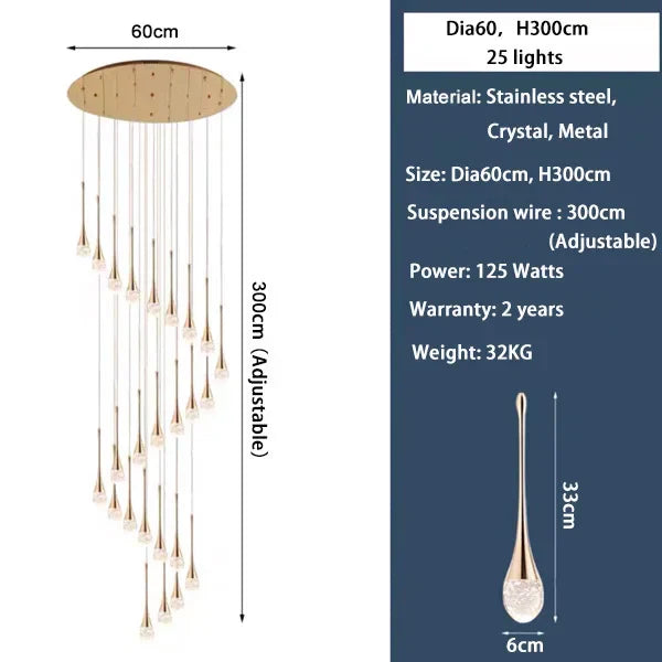 DecorBites™ Crystal LED Chandeliers: Elegant Staircase Hanging Lights for Luxe Living Spaces