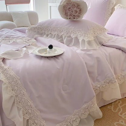 DecorBites™ French Wedding Lace Ruffles Bedding Set