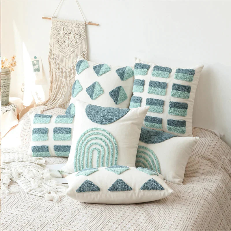 DecorBites™ Geometric Tufted Diamond Pillow Cover 45x45cm/30x50cm Square for Living Room