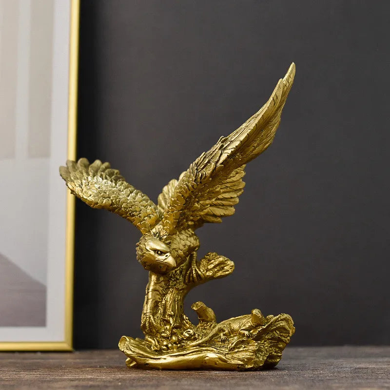 Gold Eagle Resin Sculpture Figurine Decor