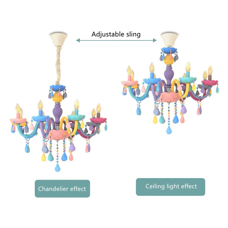 DecorBites™ Crystal Chandelier: Modern Macaron Color Children Room Luminaire