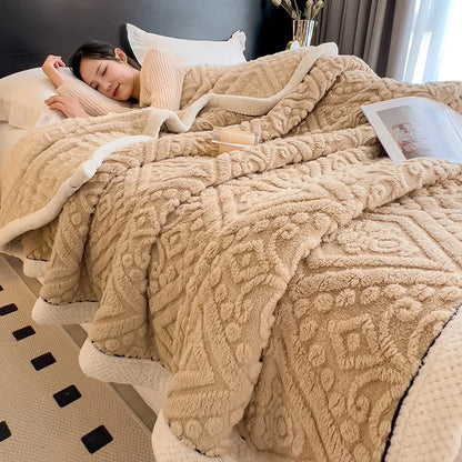 DecorBites™ Coral Fleece Warm Blanket: Cozy Thicken Winter Bed Blanket