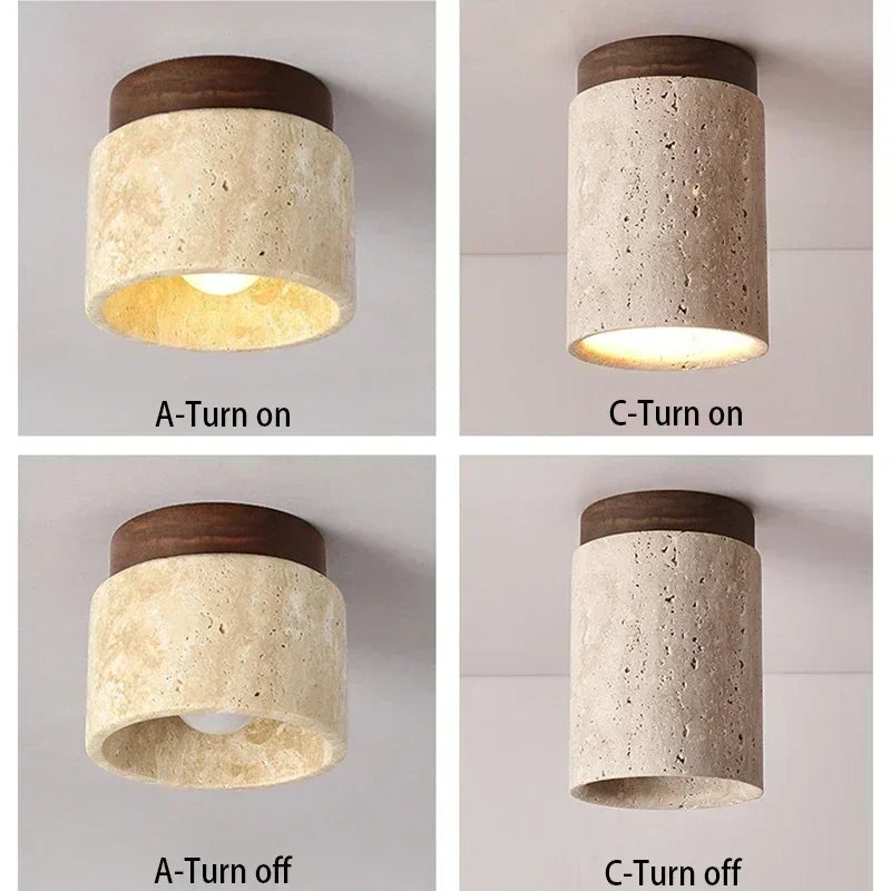 DecorBites™ Travertine Ceiling Lamp Flush Mount