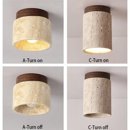 DecorBites™ Travertine Ceiling Lamp Flush Mount