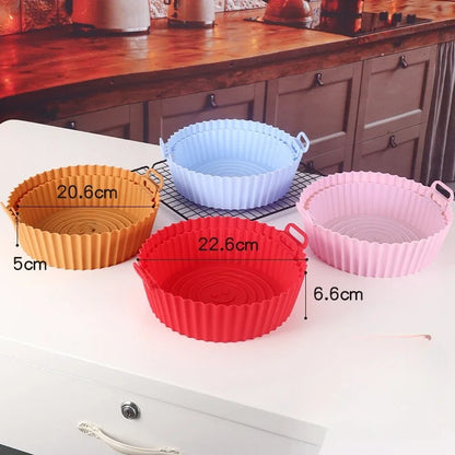DecorBites™ Air Fryer Silicone Basket Trays Baking Grill Pan Pizza Mat Accessories