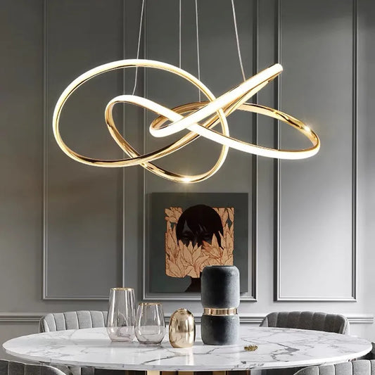 DecorBites™ Geometric Line LED Chandelier for Modern Home Decor and Lighting